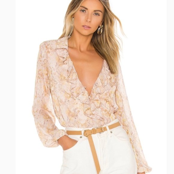 MAJORELLE Tops - Revolve Majorelle Snake print ruffle blouse